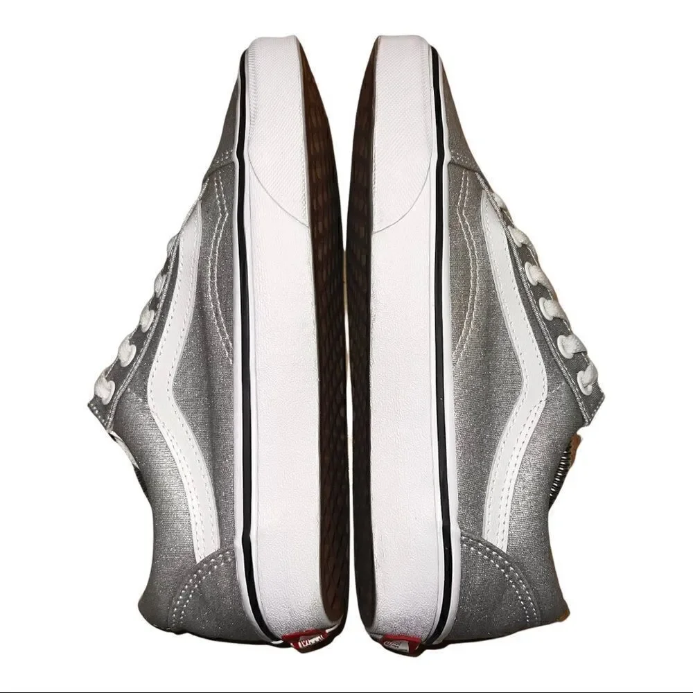 Authentic Vans Silver Glitter Old Skool Sneakers Women's Size 6.5 - Picture 8 of 9